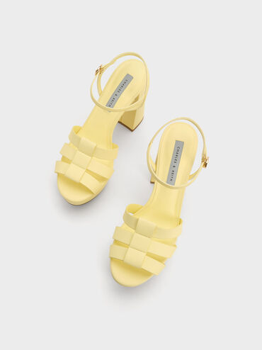 Gladiator Platform Sandals, Yellow, hi-res
