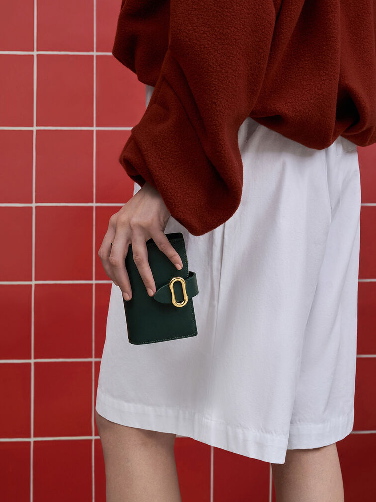 Daki Belted Wallet, Dark Green, hi-res