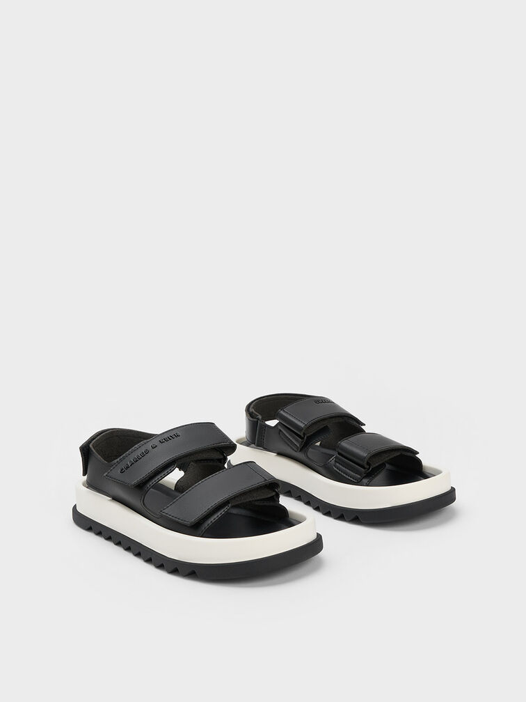 Avalon Buckled Sports Sandals, Black, hi-res