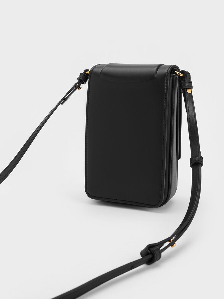 Kalinda Metallic Accent Phone Pouch, Black, hi-res