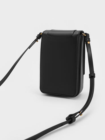 Kalinda Metallic Accent Phone Pouch, Black, hi-res