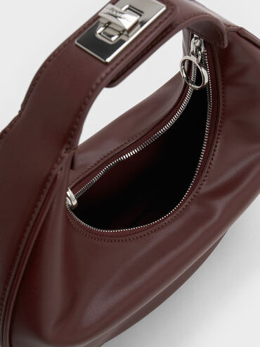Crescent Hobo Bag, Burgundy, hi-res