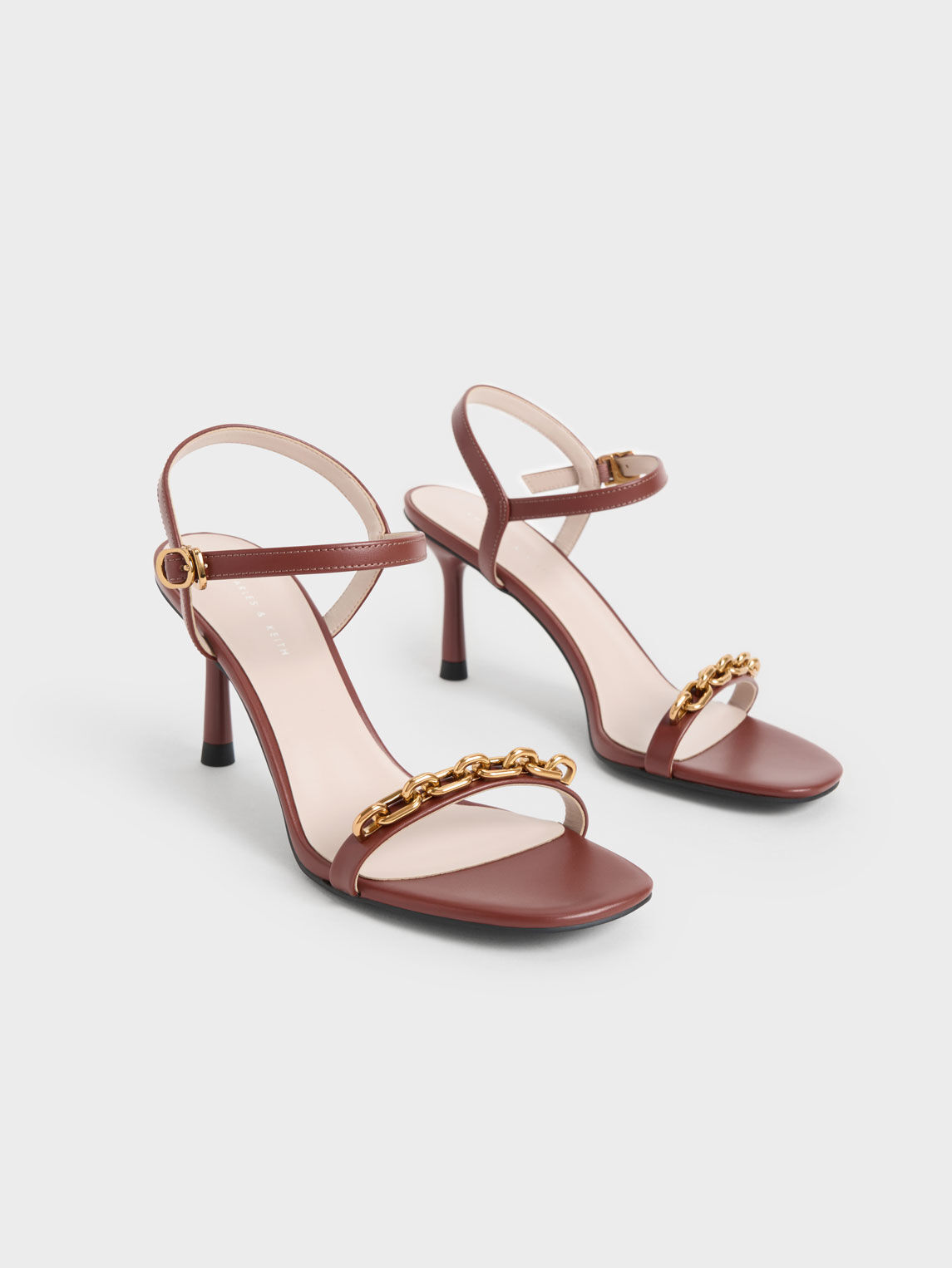 Brown Chain Link Heeled Sandals CHARLES KEITH IN