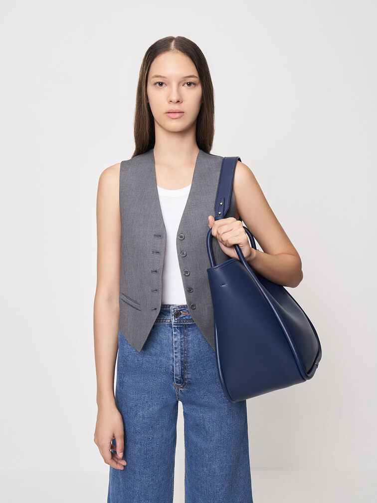 Large Slouchy Tote Bag, Navy, hi-res