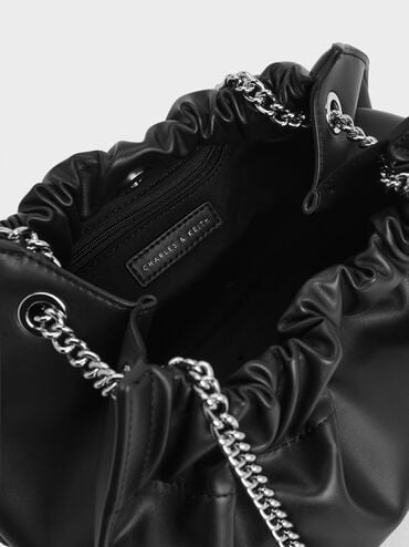 Cyrus Slouchy Chain-Handle Bag, Noir, hi-res