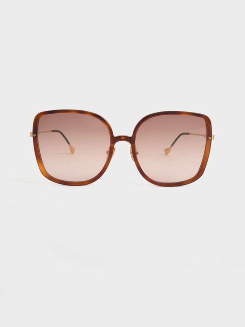 Recycled Acetate Oversized Square Sunglasses, T. Shell, hi-res