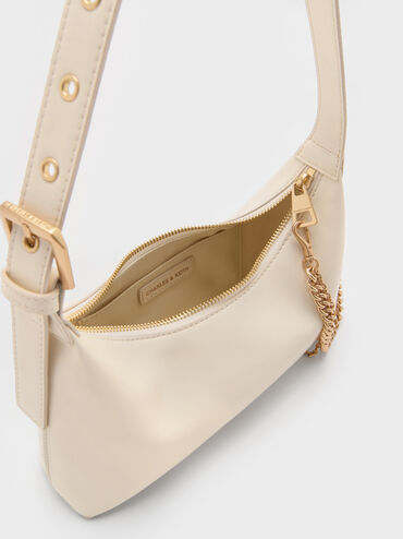 Atwood Chain-Embellished Shoulder Bag, Cream, hi-res