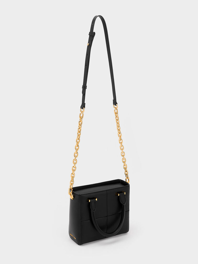 Georgette Square Tote Bag, Black, hi-res