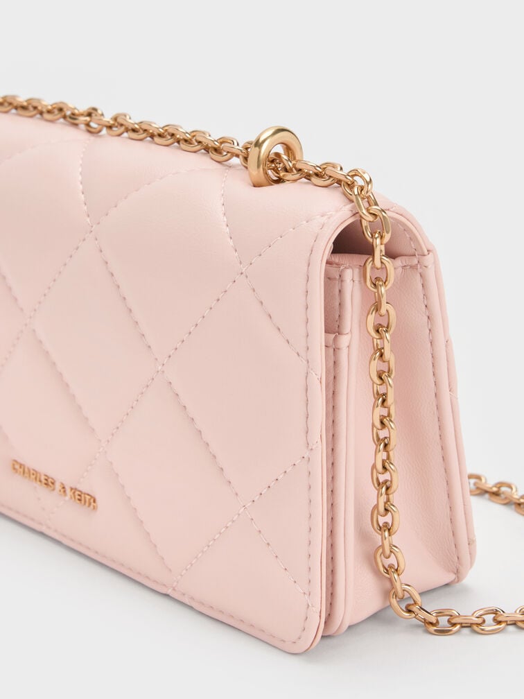 Paffuto Quilted Wallet On Chain, Soft Pink, hi-res