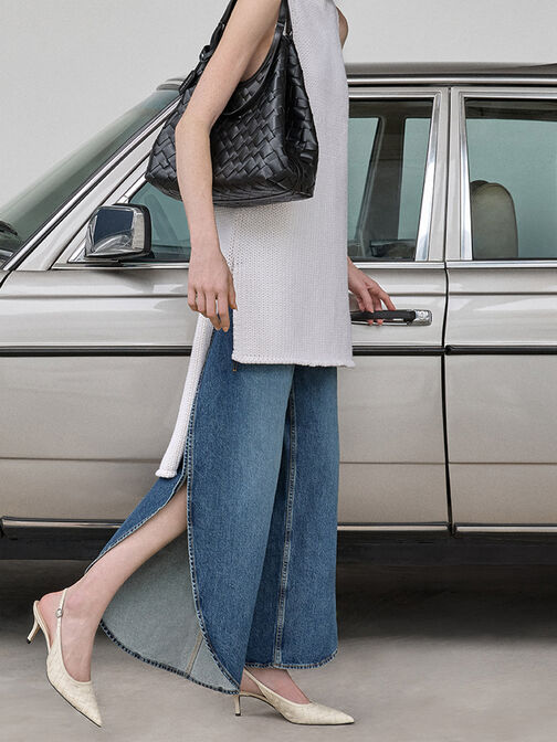 Ivette Woven Tote Bag, Noir, hi-res