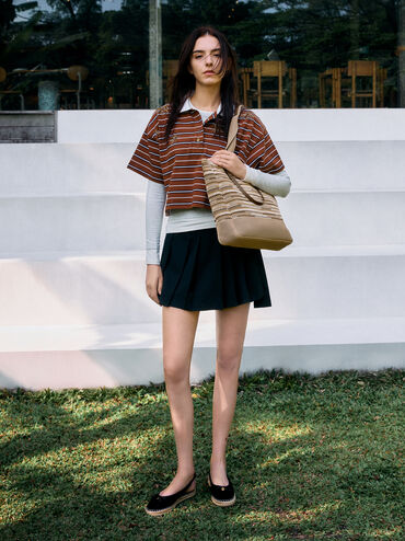 XL Ida Multi-Stripe Knitted Tote Bag, Multi Brown, hi-res