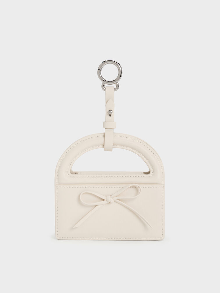 Reese Bow Top Handle Wristlet, Cream, hi-res