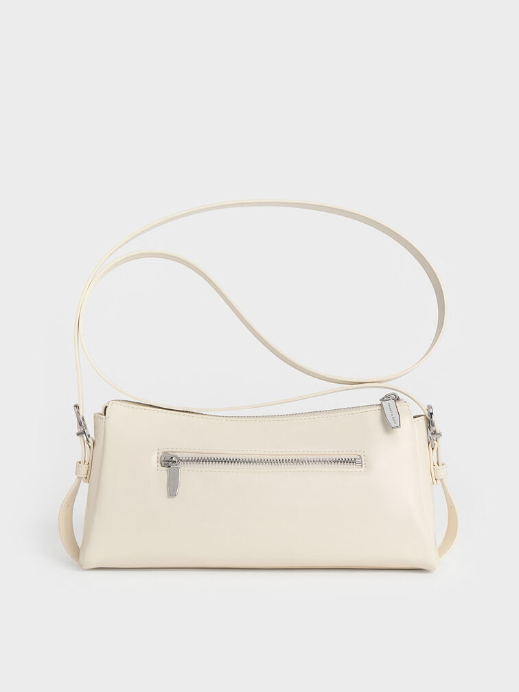 Rachel Elongated Front-Pocket Chain-Handle Bag, Cream, hi-res