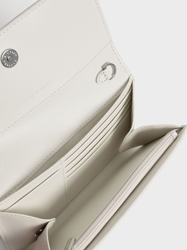 Magnetic Front Flap Long Wallet, Cream, hi-res