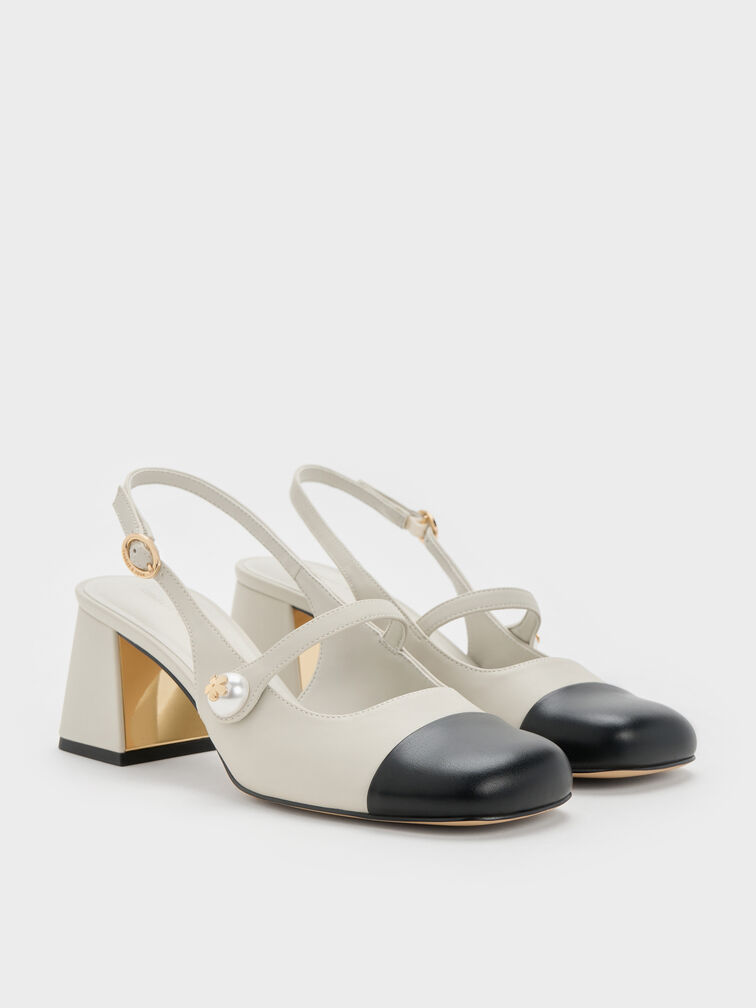 Aeryn Pearl-Embellished Slingback Pumps, Chalk, hi-res