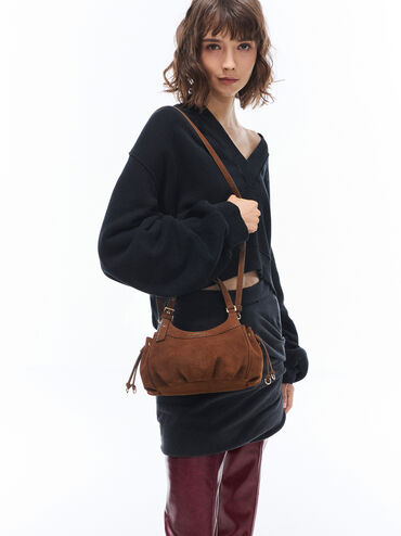 Mini Lillith Drawstring Bucket Bag, Pecan Brown, hi-res
