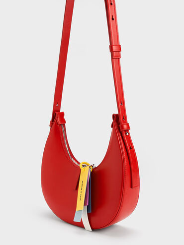 Carey Crescent Hobo Bag, Red, hi-res