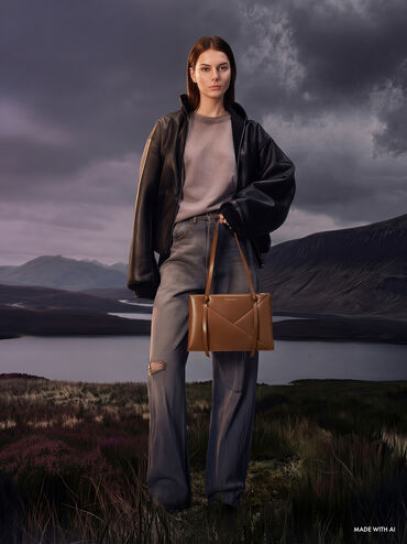 Midori Geometric Tote Bag, Chocolate, hi-res