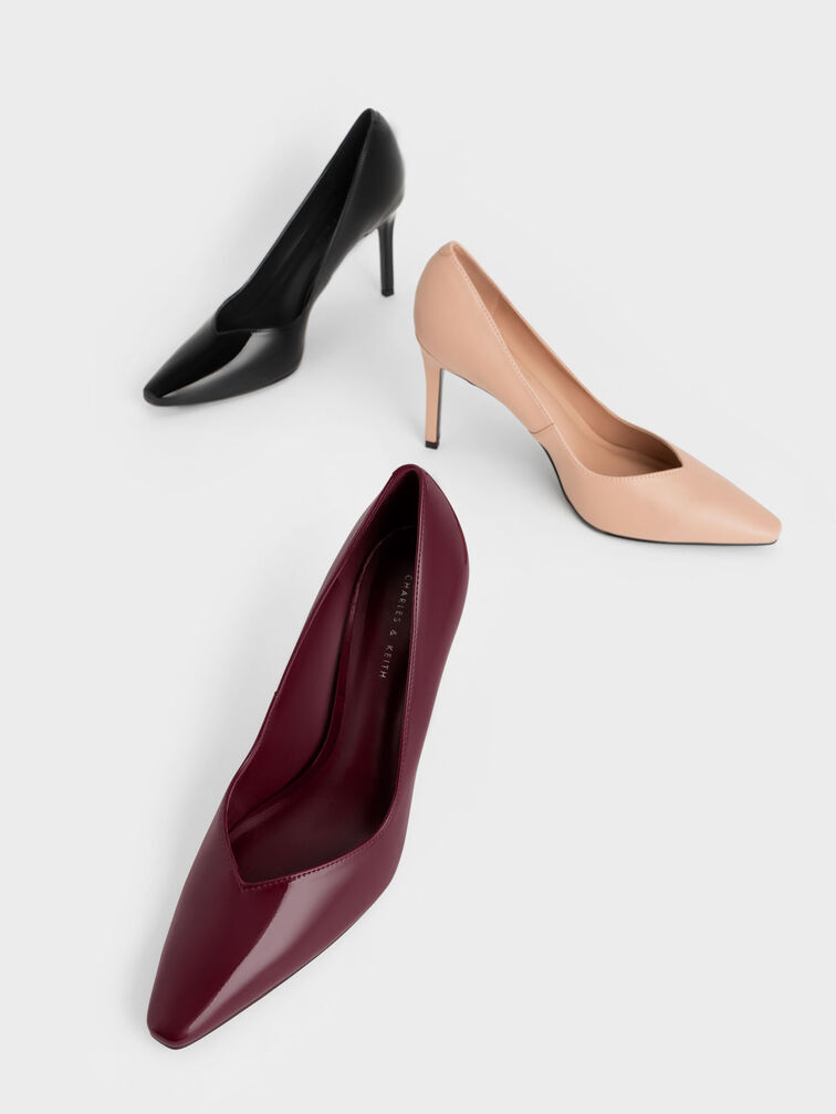Patent Tapered Square-Toe Pumps, Black, hi-res
