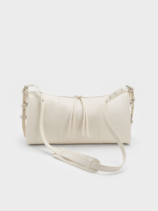 Bryna Panelled Grommet-Strap Crossbody Bag, Cream, hi-res