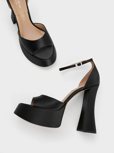 Michelle Recycled Polyester Platform Sandals, Black, hi-res