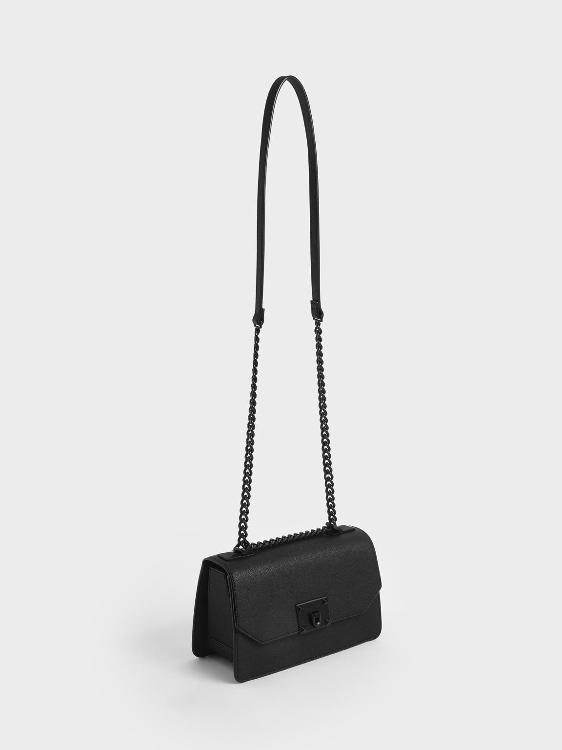 Classic Push Lock Crossbody Bag Matte Black