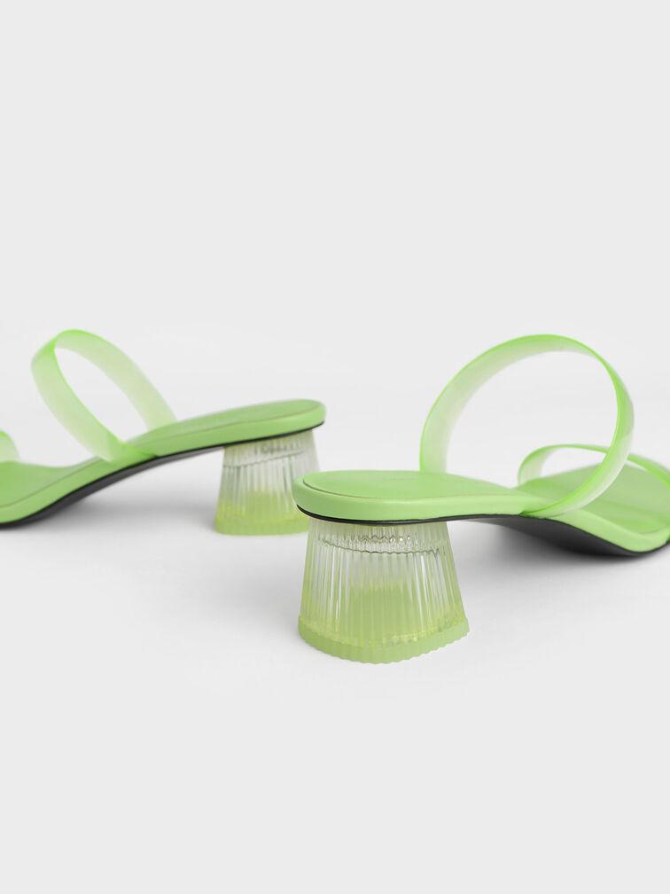 Double Strap See-Through Mules, Green, hi-res