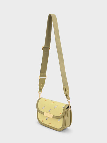 Genevieve Felt Metallic Accent Crossbody Bag, Butter, hi-res
