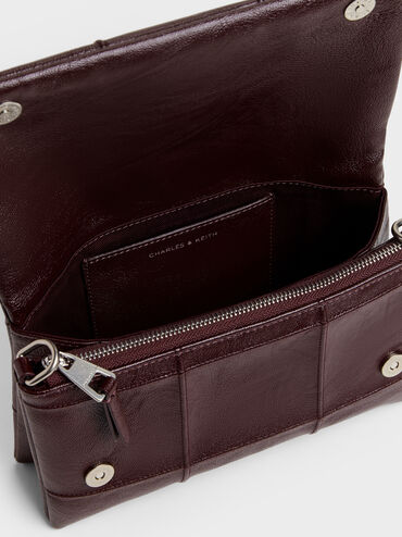 Delfina Quilted Wallet On Chain, Wineberry Red, hi-res