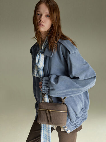 Pansy Croc-Effect Vanity Bag, Stone Grey, hi-res