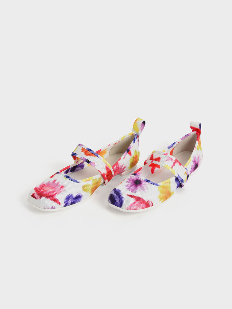 Multicoloured Nori Recycled Polyester Printed Mary Jane Flats CHARLES