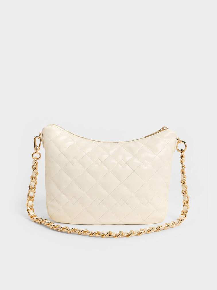 Duo Quilted Slouchy Hobo Bag, Cream, hi-res
