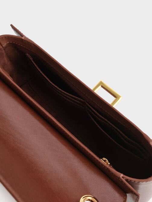 Chain Handle Shoulder Bag, Chocolate, hi-res
