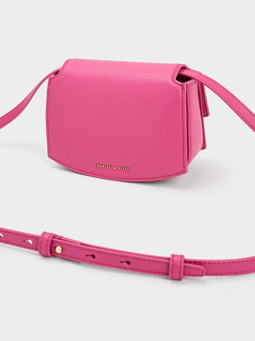 Clover Curved Shoulder Bag, Fuchsia, hi-res