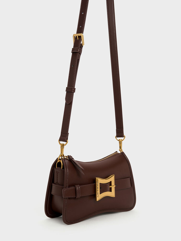 Xanthe Chunky Chain Shoulder Bag, Dark Brown, hi-res