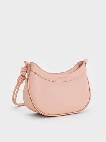 Sabine Knotted-Strap Curved Shoulder Bag, Light Pink, hi-res