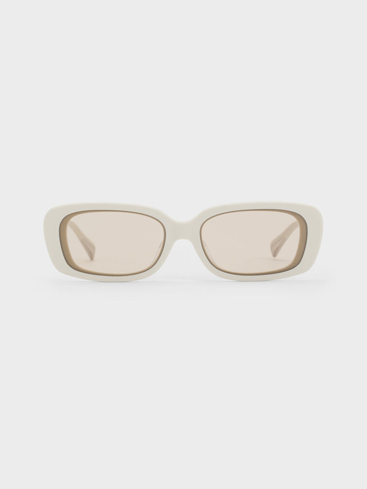 Aubrey Rectangular Recycled Acetate Sunglasses, Chalk, hi-res