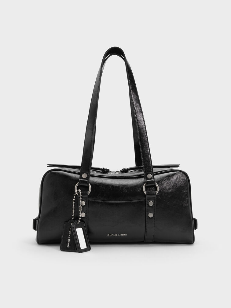 Tatiana Studded Shoulder Bag, Noir, hi-res