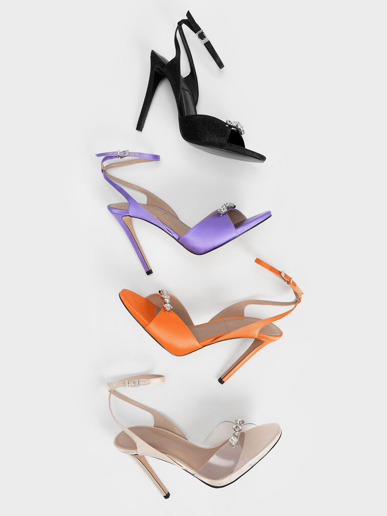Metallic Gem-Encrusted Ankle Strap Sandals, Purple, hi-res