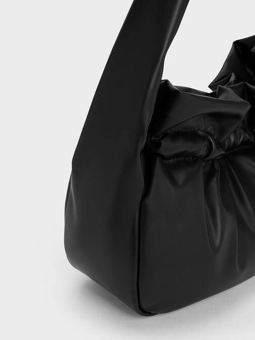 Maisy Ruched Hobo Bag, Black, hi-res