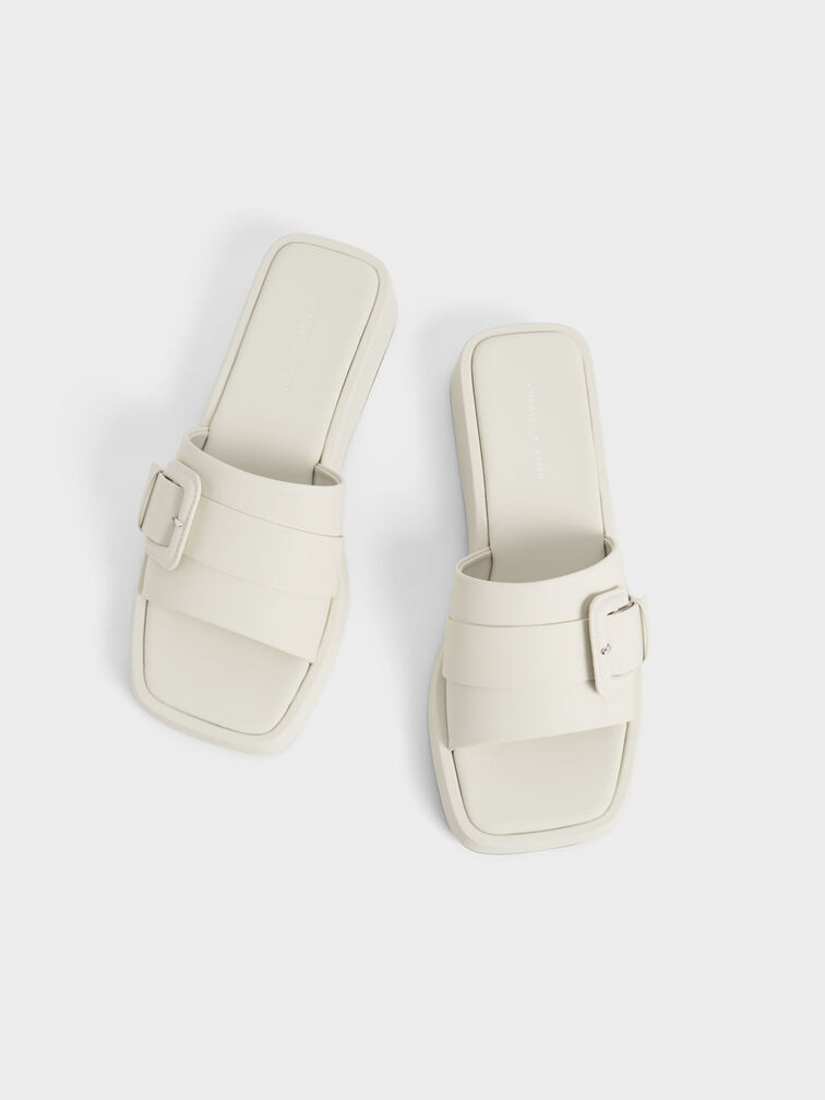 Buckled Platform Sandals, Chalk, hi-res