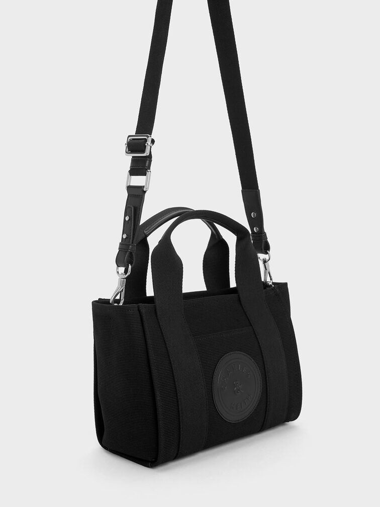 Kay Canvas Tote Bag, Black, hi-res