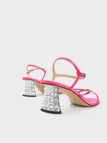 Embellished Heel Recycled Polyester Sandals, Pink, hi-res