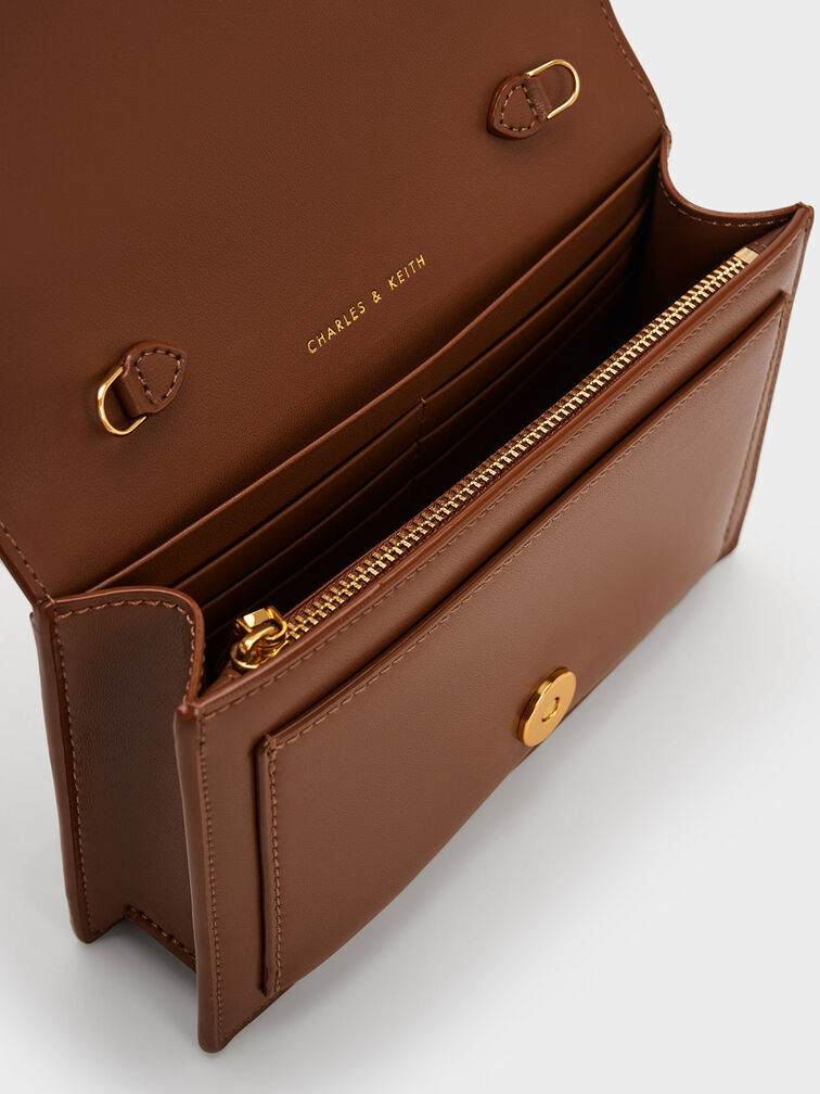 Padlock Envelope Crossbody Bag, Chocolate, hi-res
