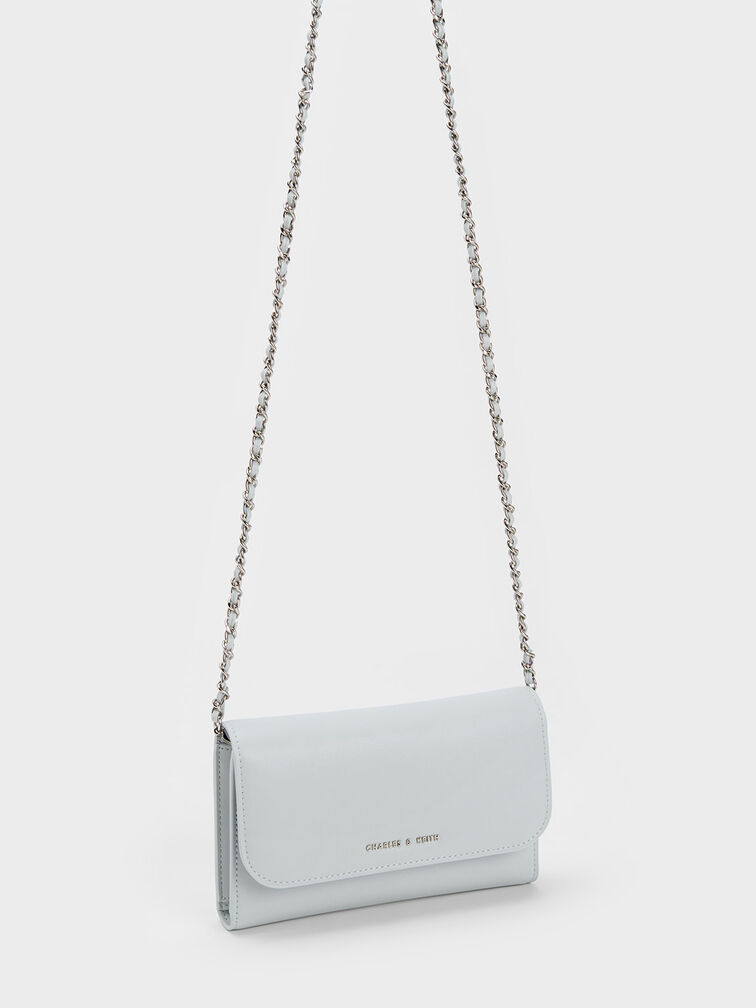 Front Flap Long Wallet, Light Grey, hi-res