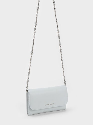 Front Flap Long Wallet, Light Grey, hi-res