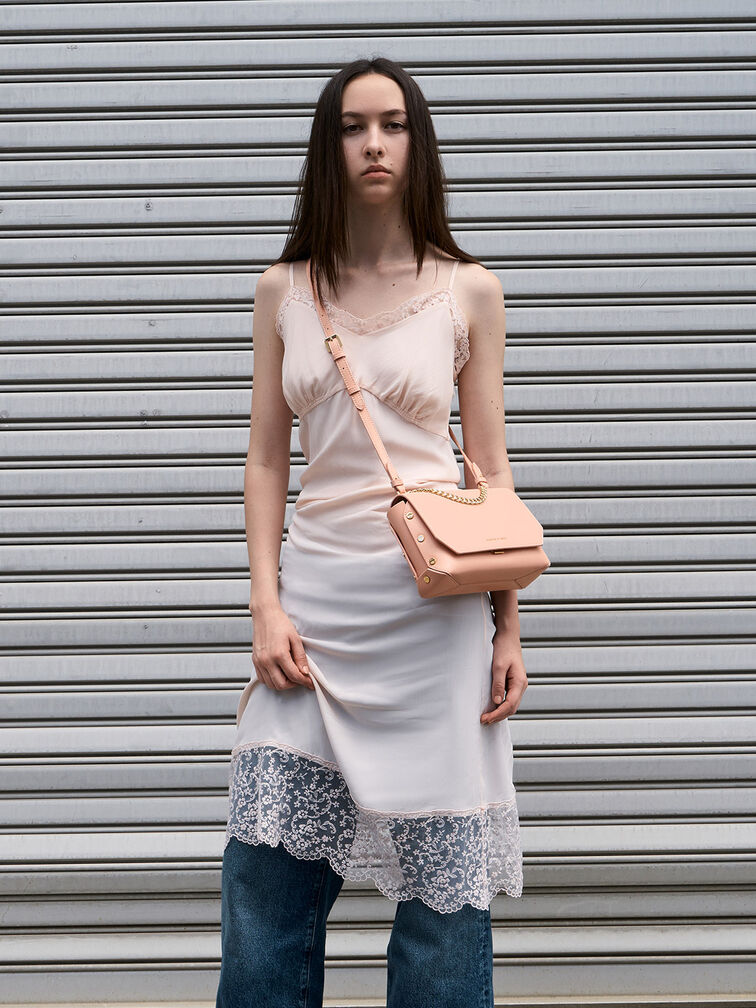 Clea Chain-Handle Bag, Pink, hi-res