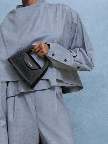 Este Glittered Top Handle Bag, Noir, hi-res