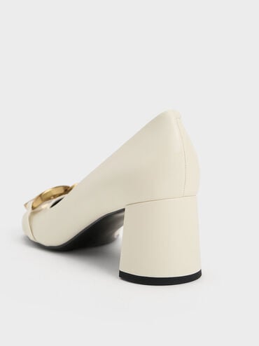 Chunky Metallic Accent Pumps, Chalk, hi-res