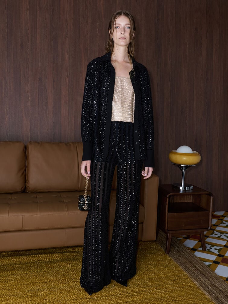 Janie Quilted Pearl Micro Bag, Black, hi-res